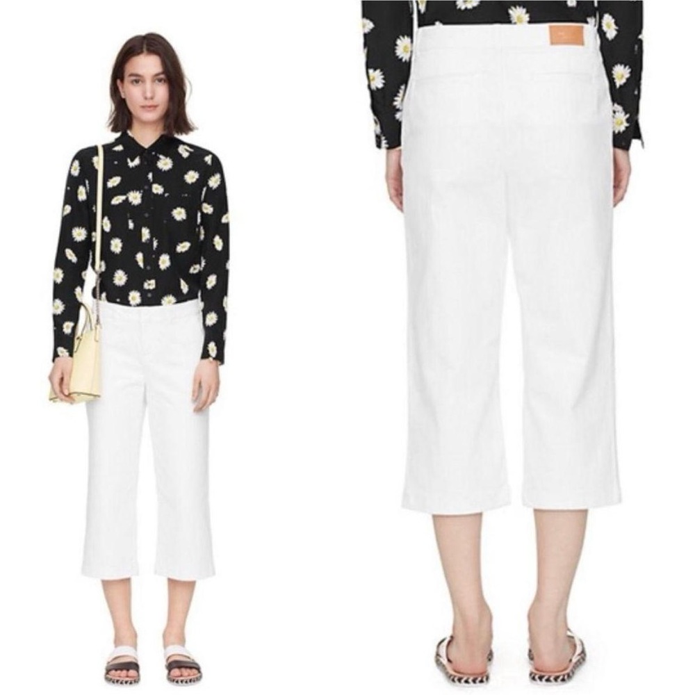 Kate Spade New York Broome Street White Denim Culottes 25 Cropped‎ Wide Leg Jean